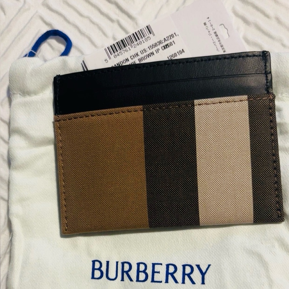 Burberry Striped Brown and Black Card Holder